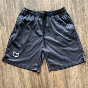 Gray Athletic Training Shorts with Elastic Waistband zip pockets Medium